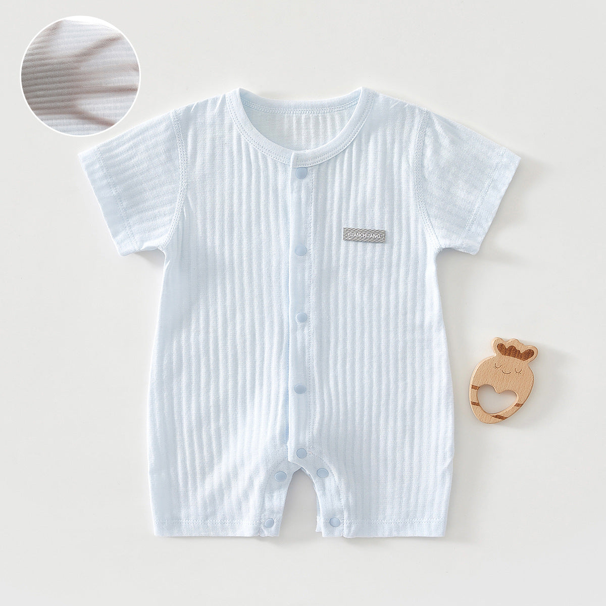 Baby Summer Short Sleeve Romper – Jacquard & Embroidered Cotton Jumpsuit (Style B)