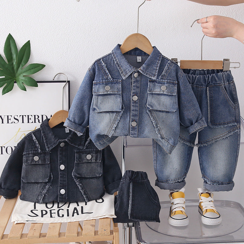 Cowboy long sleeved two-piece baby outfit