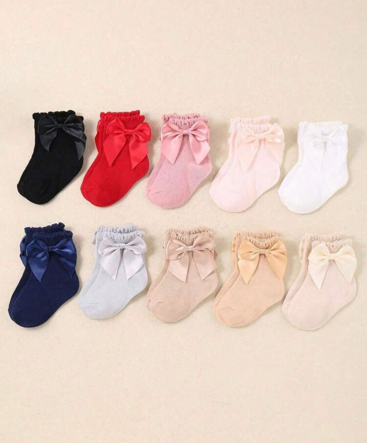 6 Pairs Random Style Baby Girl Socks, Toddler Ruffle Lace Socks With Bows, Cute Newborn Girl Essentials, Soft Short Socks, 0-3 Years Birthday Party Gift