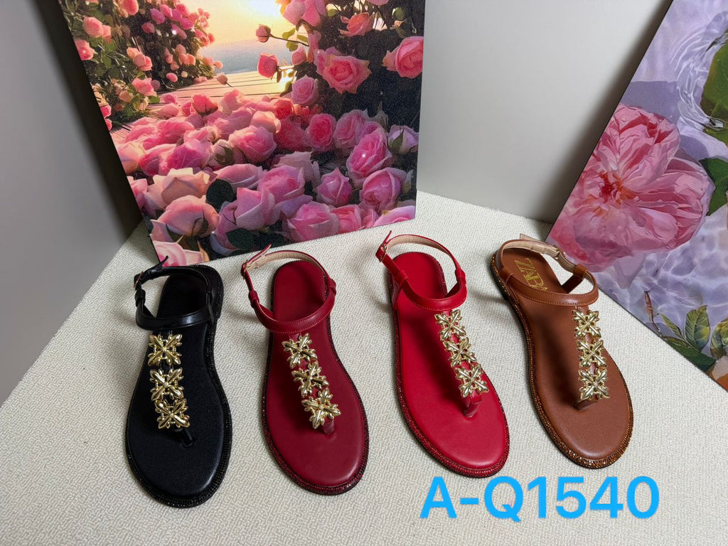 Women's Gold Flower Embellished Thong Sandals Mix A-Q1540 – $13.99/unit | MOQ 24