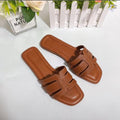 Black H-Strap Flat Slide Sandals