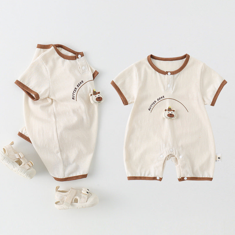 Baby Romper Style Cartoon Print Short Sleeve