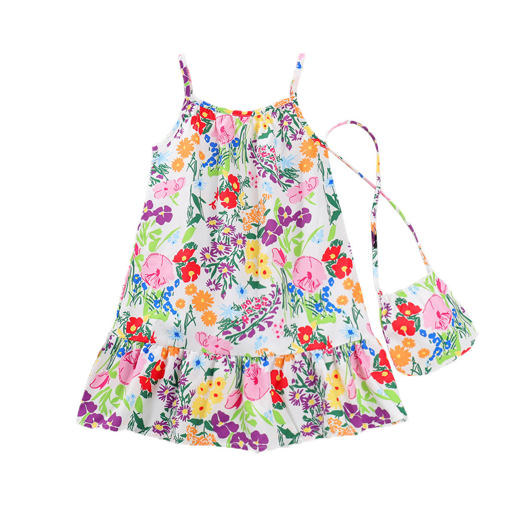 Girls' Floral Ethnic Style Strap Dress — Baby Girl Boho Summer Dress