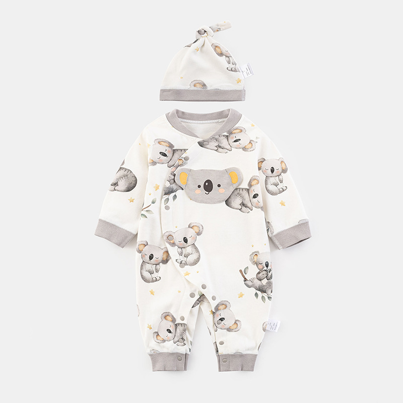 Baby Clothes Spring Autumn Pure Cotton Newborn Onesie Baby Romper Single Row Button Crawler Sleepwear