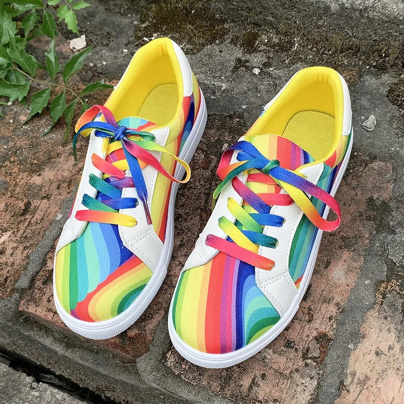 Women's Rainbow Color Gradient Casual Sneakers