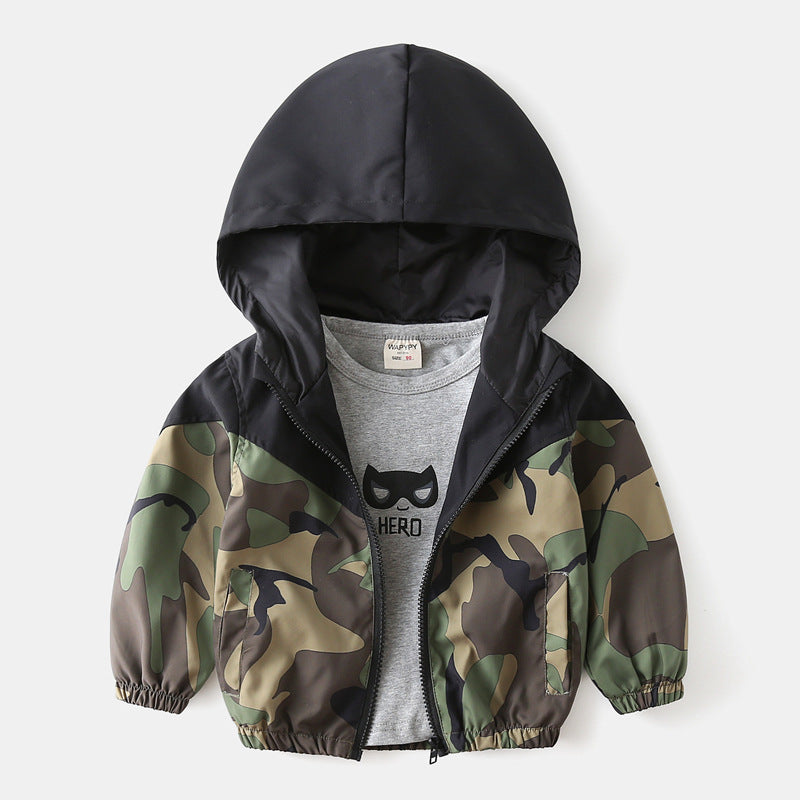 Baby thin camouflage color blocked jacket