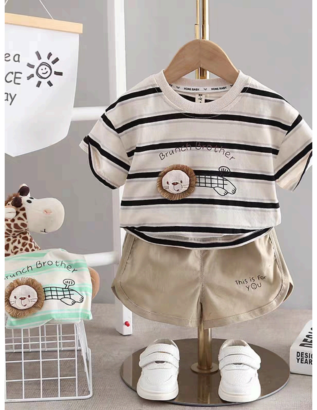 Kids’ 2-Piece Lion Striped T-Shirt & Shorts Set | $5.50 | MOQ 12 Per Color