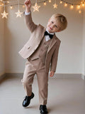 Boys Tan 3-Piece Double-Breasted Suit Set | Pack of 12 | Unit Price $11 | Mix-GC-129