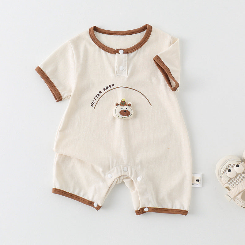 Baby Romper Style Cartoon Print Short Sleeve
