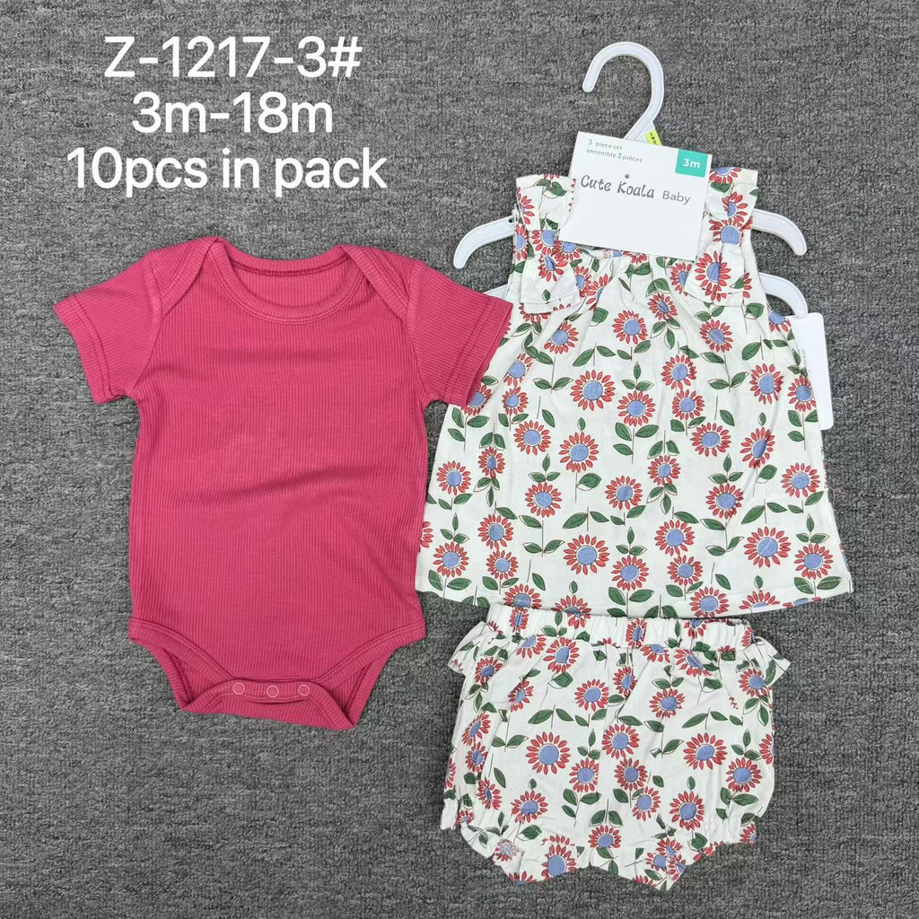Baby Girl Floral 2-Piece Set – Wholesale | $11/Set | Style Z-1217 | MOQ 1 Pack (10 Pcs) | Sizes 3M-18M