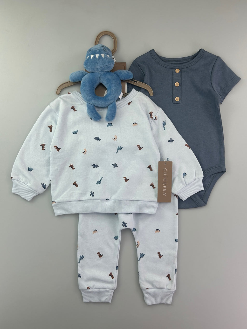 3-Piece Baby Bodysuit, Sweatshirt & Jogger Pants Outfit Set – Neutral Bear Print Unit Price &9.50| MOQ :12 each style