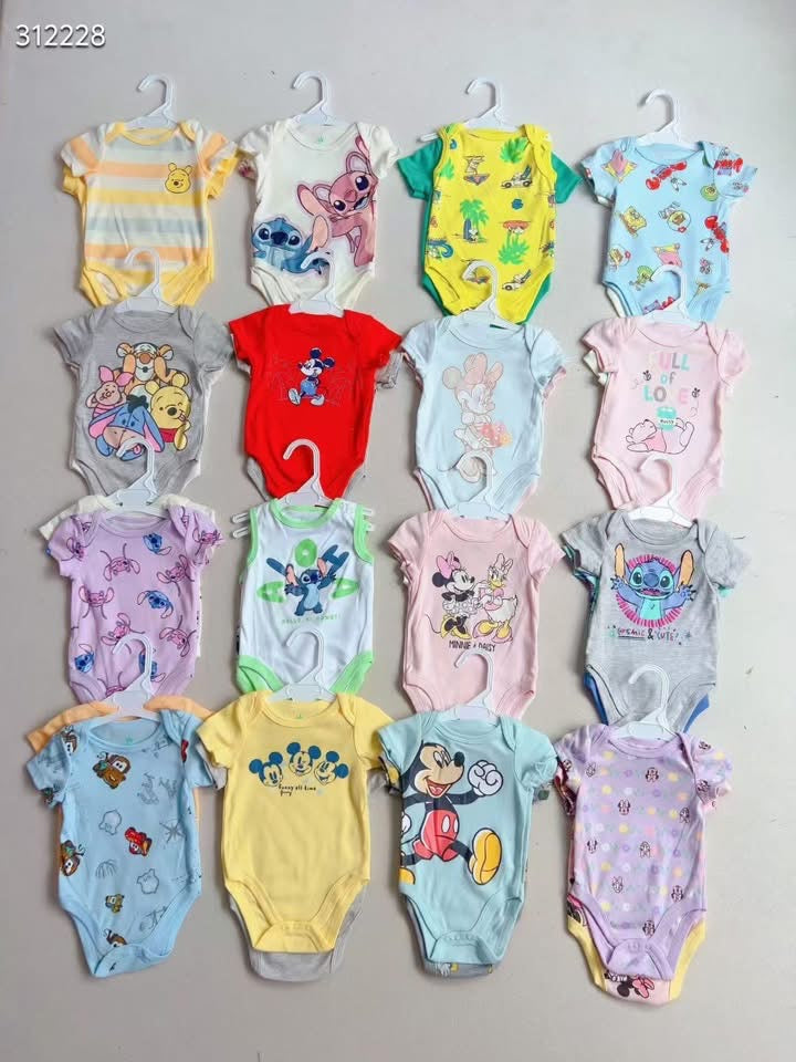 Baby Bodysuit Set — 6-Pack Assorted Character Prints | Licensed | Wholesale (MOQ 100)