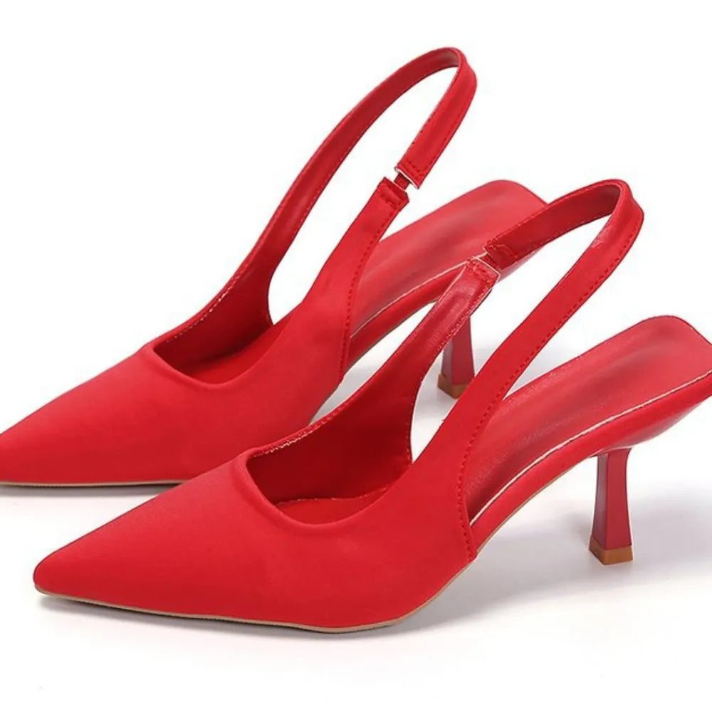 Women's Point Toe Kitten Heel Slingback Pumps
