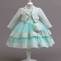 Wholesale Girls Elegant Princess Dress Set with Matching Jacket & Purse – MOQ 50 Mixed Colors – 10 Pieces Per Color – $8 Each