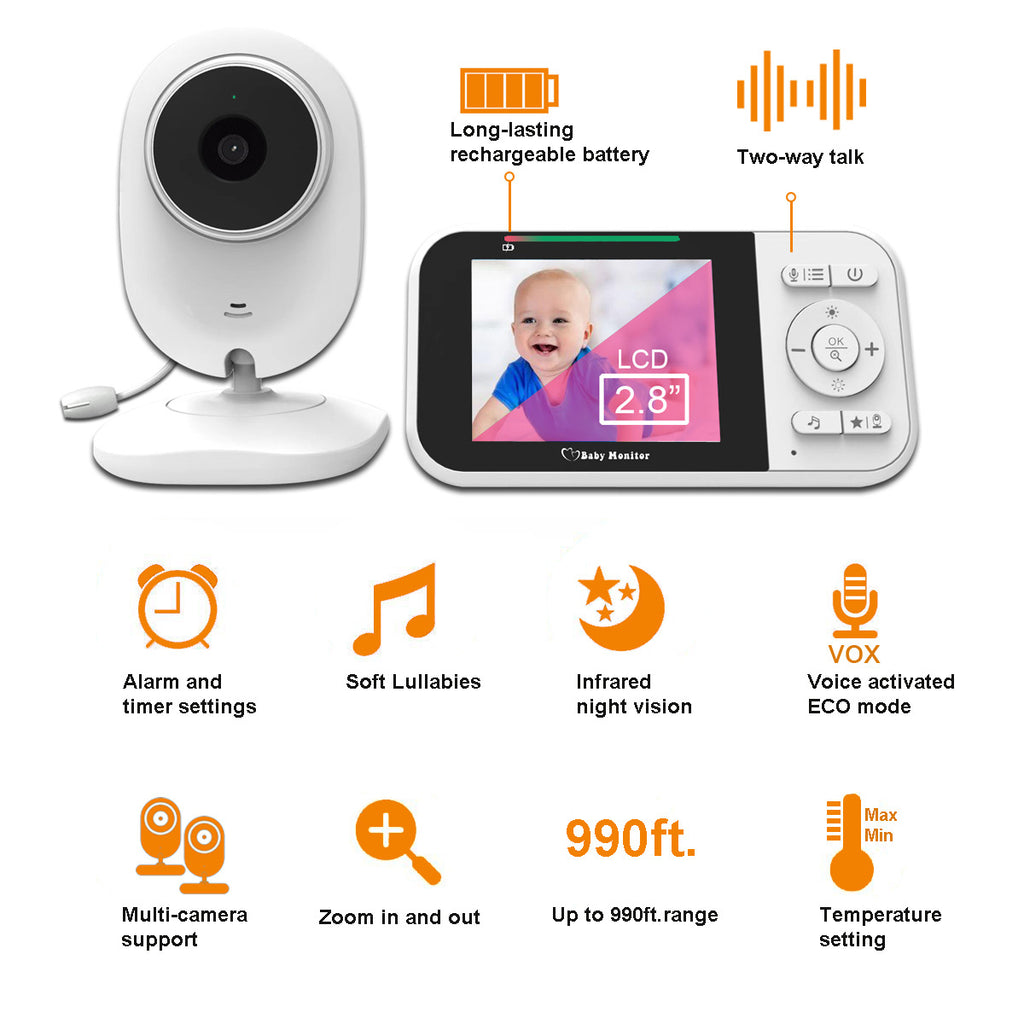 2.8" Baby Monitor with Wireless Camera | Night Vision & 100m Range
