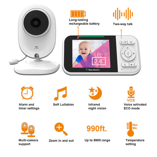 2.8" Baby Monitor with Wireless Camera | Night Vision & 100m Range