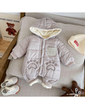 Baby Hooded Puffer Romper with Paw Print Detail – $8 Each | MOQ 12