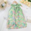 Girls Korean Style Sequin Bow Princess Dress — Sleeveless Mesh Strap Dress (Ages 3-7Y)