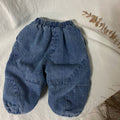 Kids Korean Style Patchwork Jeans — Boys Cotton Denim 9/10 Pants (Sizes 80-140cm)