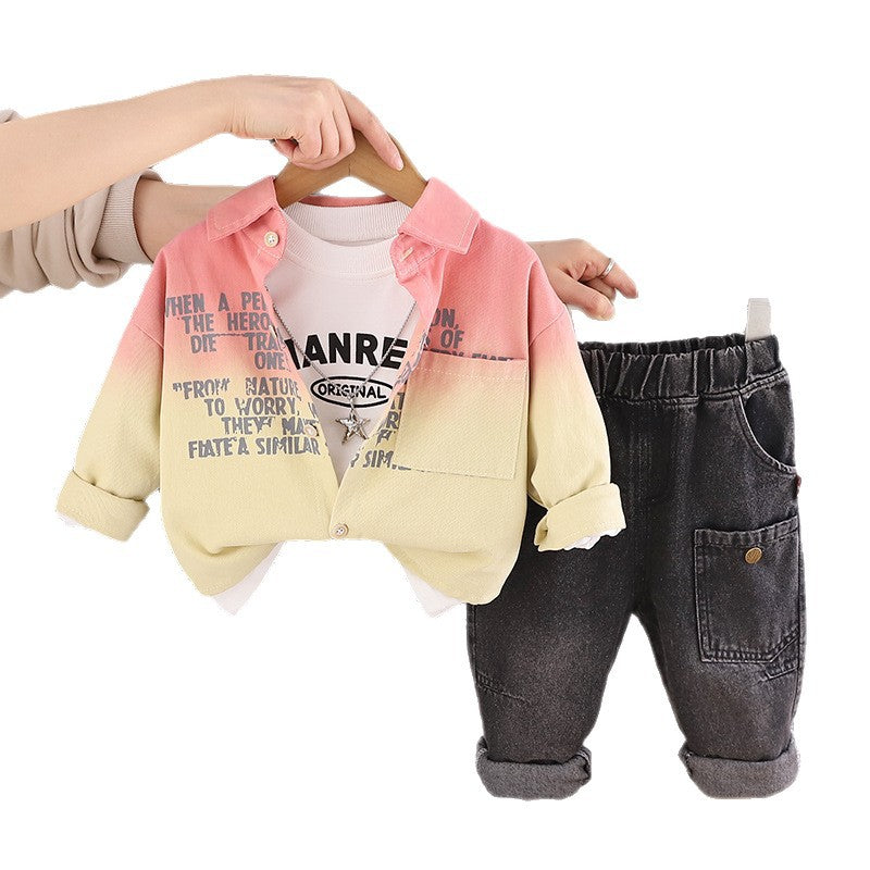 Gradient coat three piece set baby clothes baby