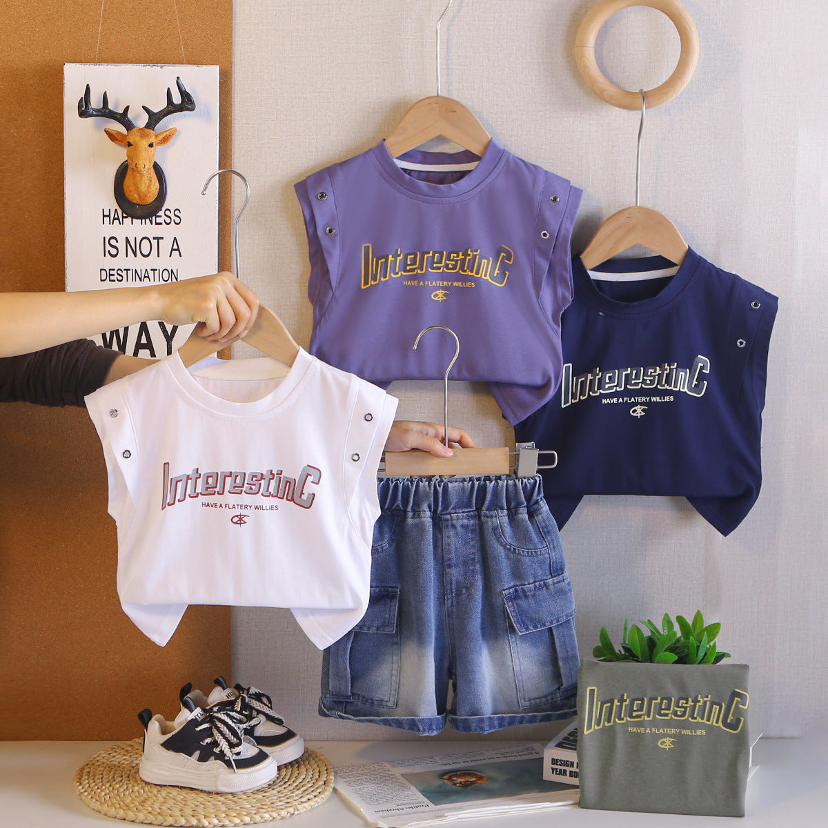 Baby summer style baby children's thin vest shorts two-piece set