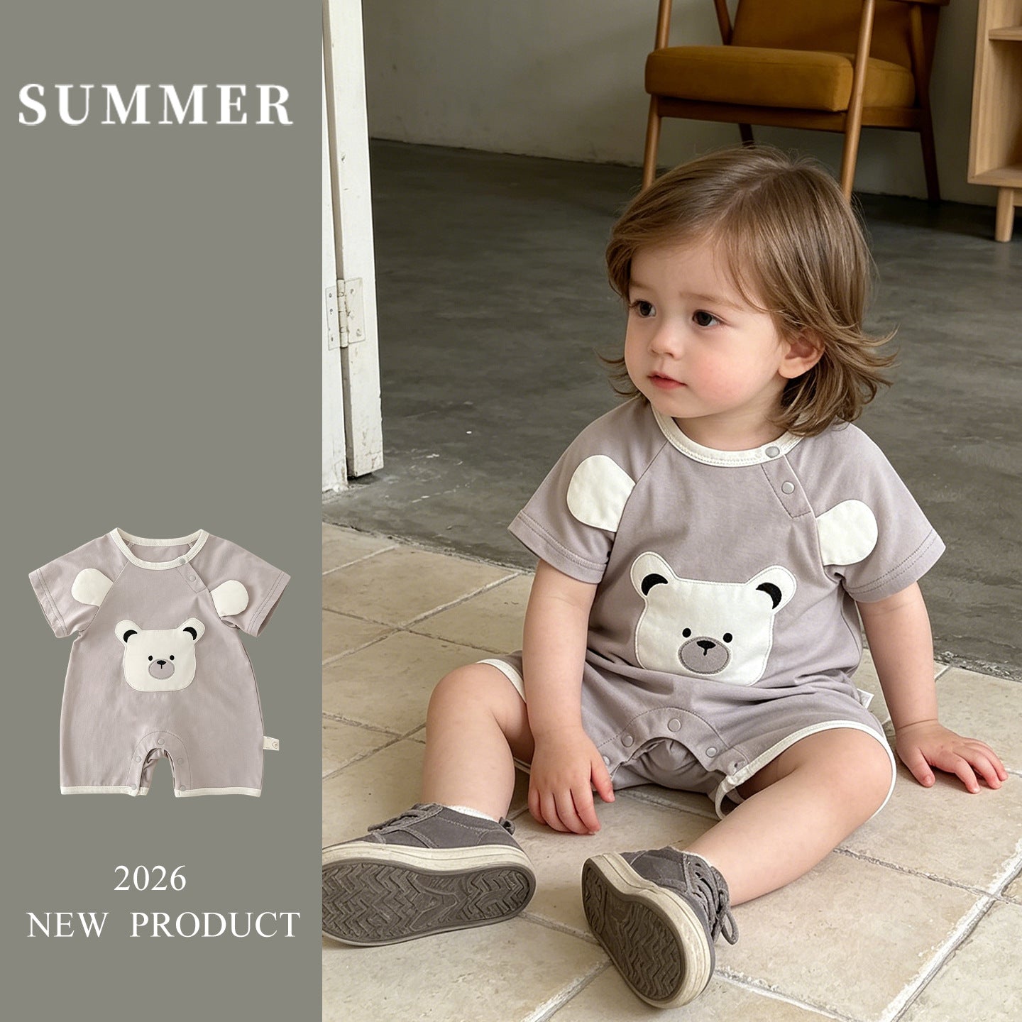 Short Sleeve Romper Lightweight Cartoon Baby