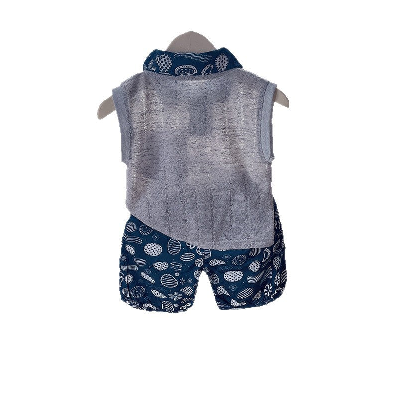 Baby sleeveless polo shirt two-piece set