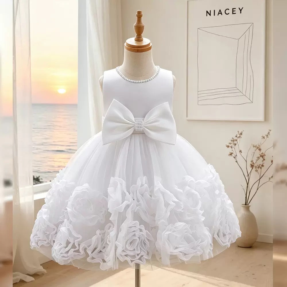 Wholesale Girls Elegant Rose Princess Party Dress with Big Bow – MOQ 100 Mixed Colors – MOQ 10 Pieces Per Color – $8 Each