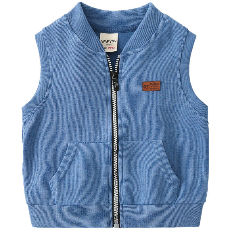 Kids Casual Zip-Up Jacket — Boys Cotton Blend Spring & Fall Coat (Sizes 90-130cm)