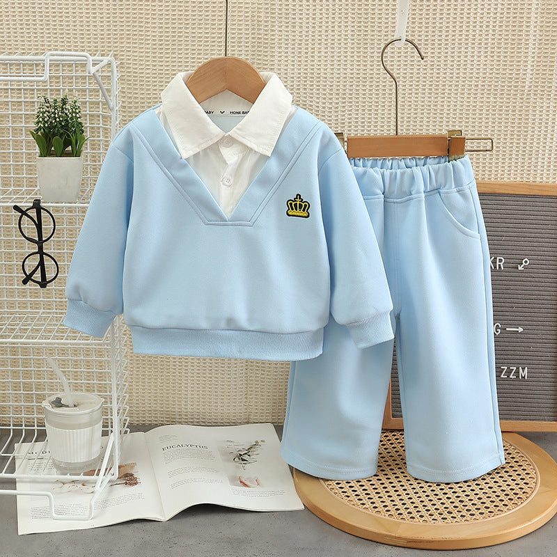 Baby children's clothing casual baby long sleeved two-piece set