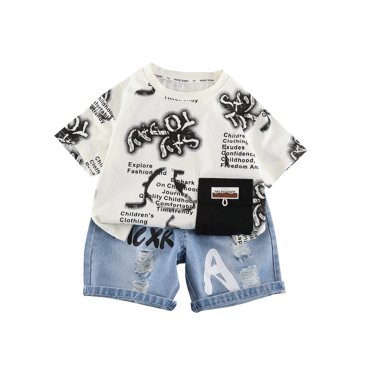 Letter short sleeved two-piece baby outfit