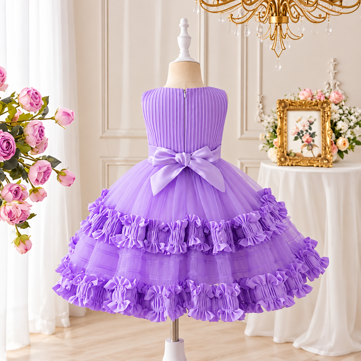 Girls' Lavender Ruffle Party Dress | Pack 12 | Unit Price $15 | Mix-GC-139
