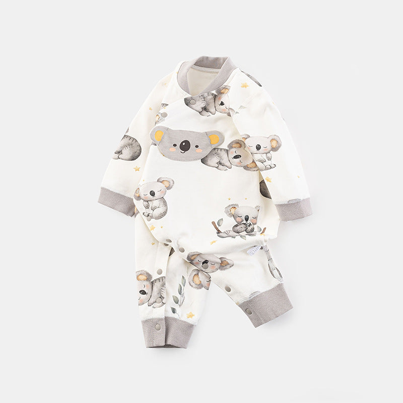 Baby Clothes Spring Autumn Pure Cotton Newborn Onesie Baby Romper Single Row Button Crawler Sleepwear