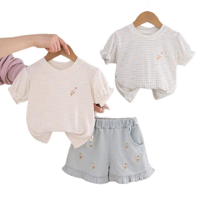 Short sleeved baby shorts two-piece set for baby children's clothing