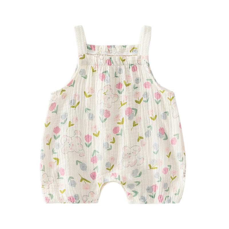 Baby Strap Crawler Clothing Summer Baby Small Floral Strap jumpsuit