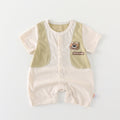 Baby Short Sleeve Romper Cartoon Bear Summer Breathable Lightweight Casual Boy Baby Onesie