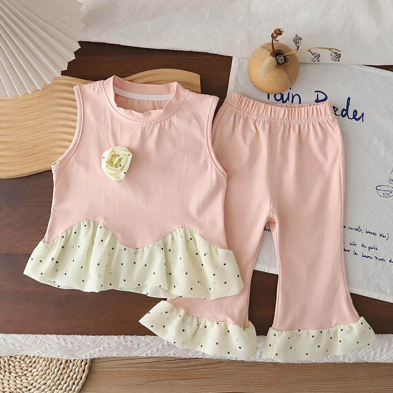 Two piece set of summer clothes for baby girls