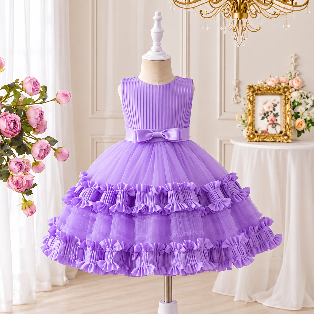 Girls' Lavender Ruffle Party Dress | Pack 12 | Unit Price $15 | Mix-GC-139