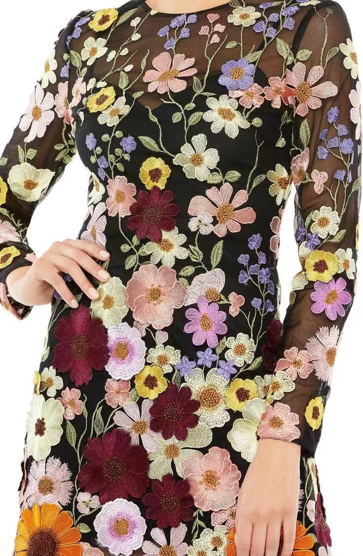 Women's 3D Floral Bodycon Dress – Sexy Wrap Style