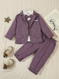 Boys Purple Linen 3-Piece Suit Set | Pack of 12 | Unit Price $11 | Mix-GC-122