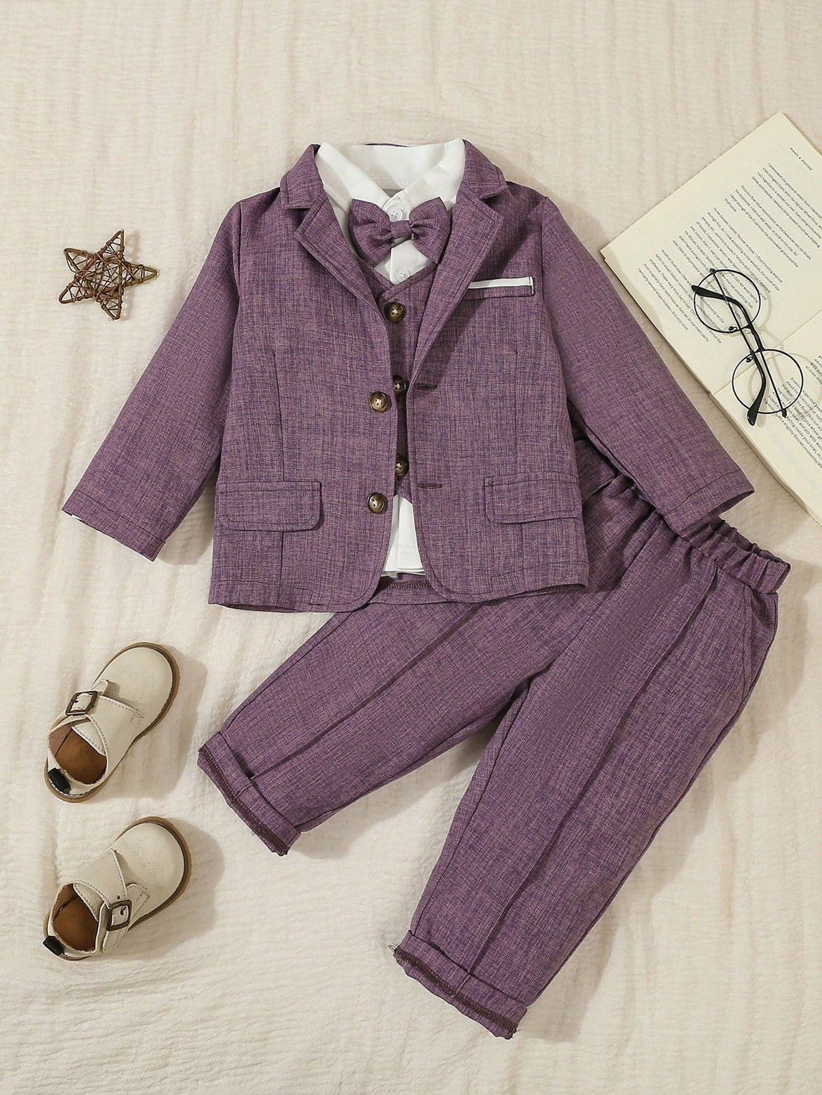 Boys Purple Linen 3-Piece Suit Set | Pack of 12 | Unit Price $11 | Mix-GC-122