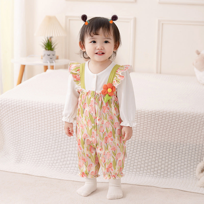 Baby Spring Romper New Style Girl Baby Fashion Onesie Newborn Long Sleeve Spring Autumn Outfit