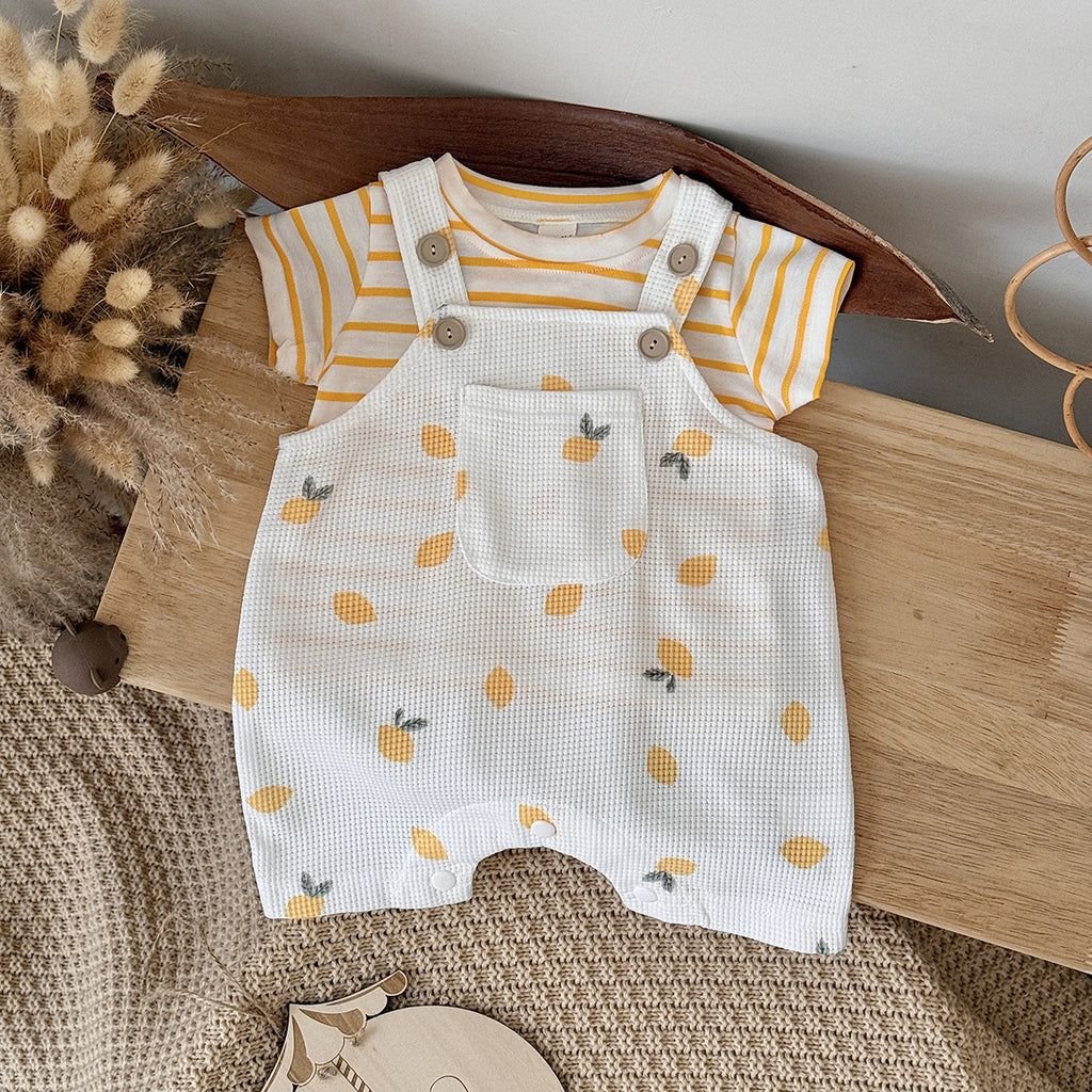Cute Baby  Lightweight Stripe Print Romper, Fresh Orange Pattern Newborn Baby Clothes
