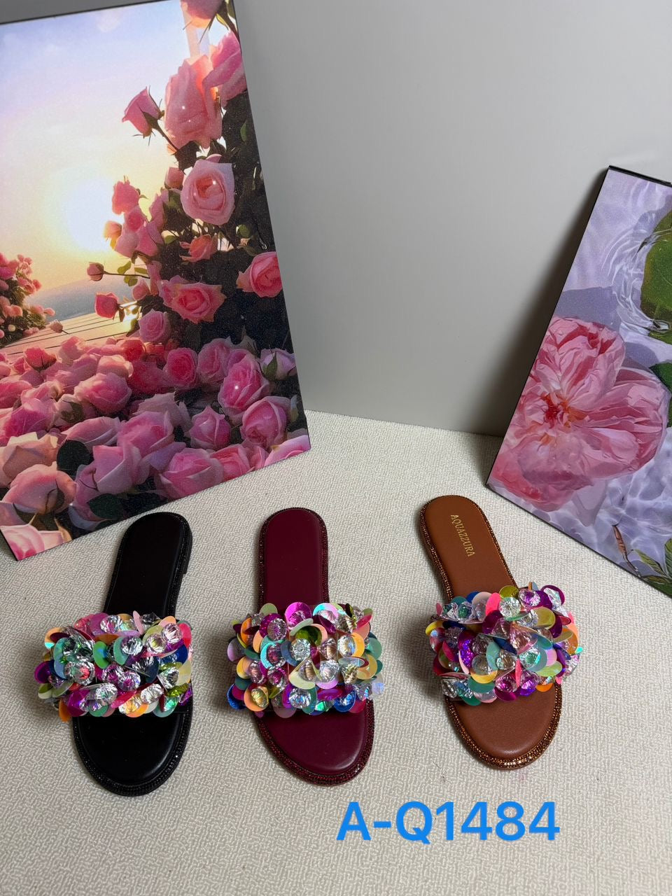 Women's Sequin & Crystal Embellished Slide Sandals Mix A-Q1484 – $12.00/unit | MOQ 24
