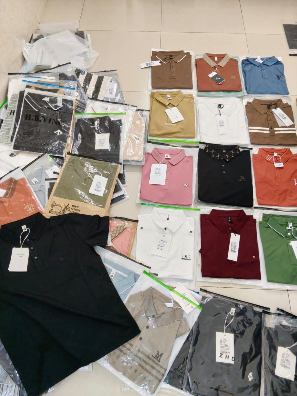 Polo T-Shirts Mixed Design – Wholesale | $7.50/Pc | Sizes M-4XL | MOQ 100 Pcs