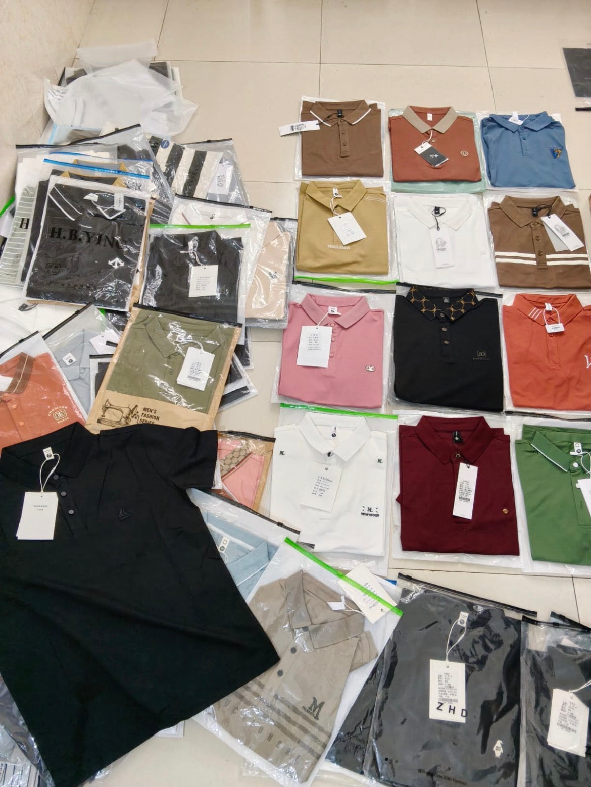 Polo T-Shirts Mixed Design – Wholesale | $7.50/Pc | Sizes M-4XL | MOQ 100 Pcs