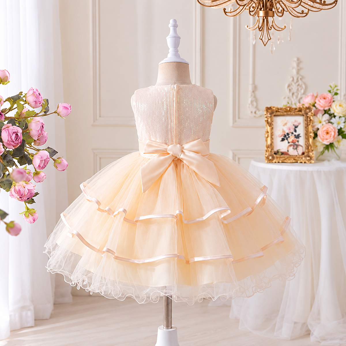 Girls' Cream Floral Party Dress | Mixed Sizes 2–7 | Pack 5 $60 | Mix-GC-135