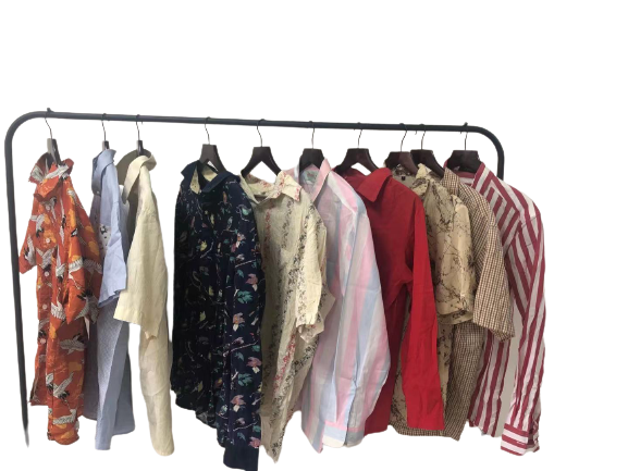 Used summer clothes men's short or long sleeve shirt men's second hand clothing.
