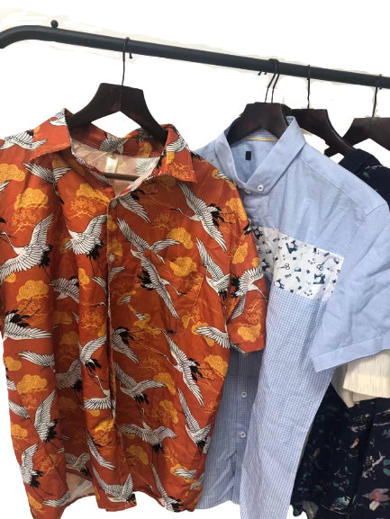 Used summer clothes men's short or long sleeve shirt men's second hand clothing.