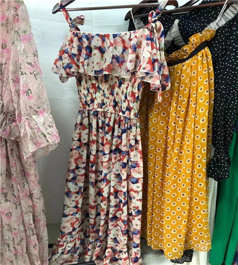 used summer clothes silk dress women's second hand clothing